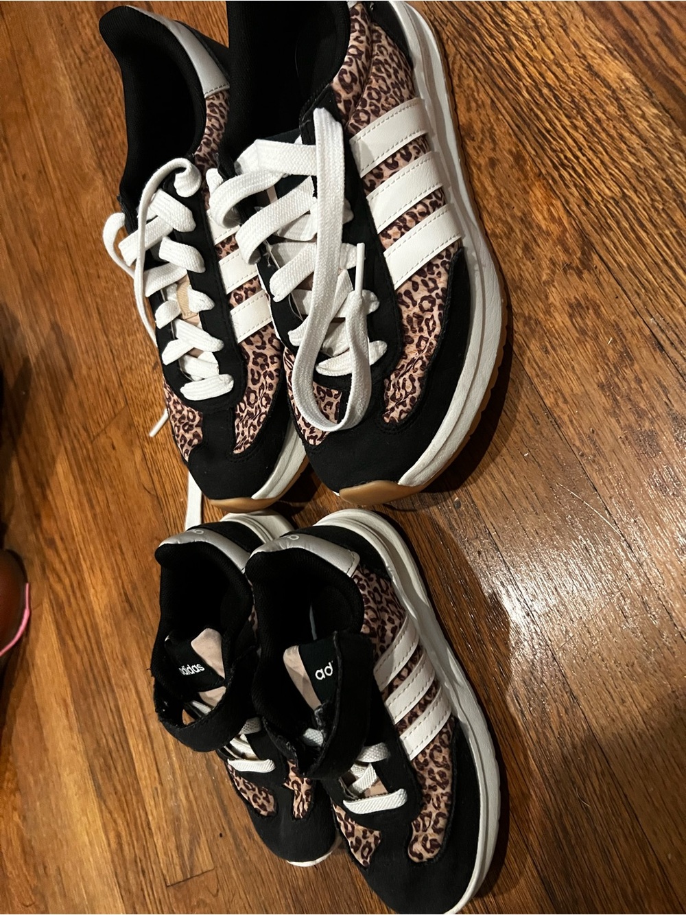 adidas Leopard-Print Retro Runner in Black, Tan & Cream mom and me 2 shoes - Picture 3 of 6